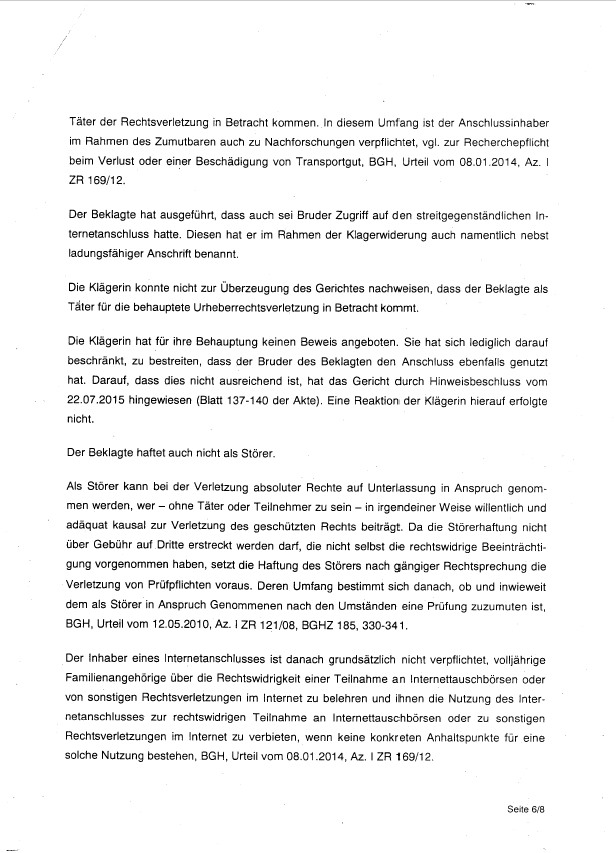 Gerichtsbescheid Auffassung des Amtsgericht Hannover